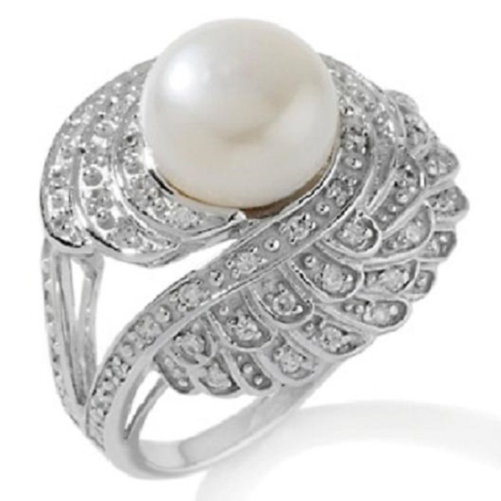 Designs by Veronica Pearl & CZ "Feather" Ring